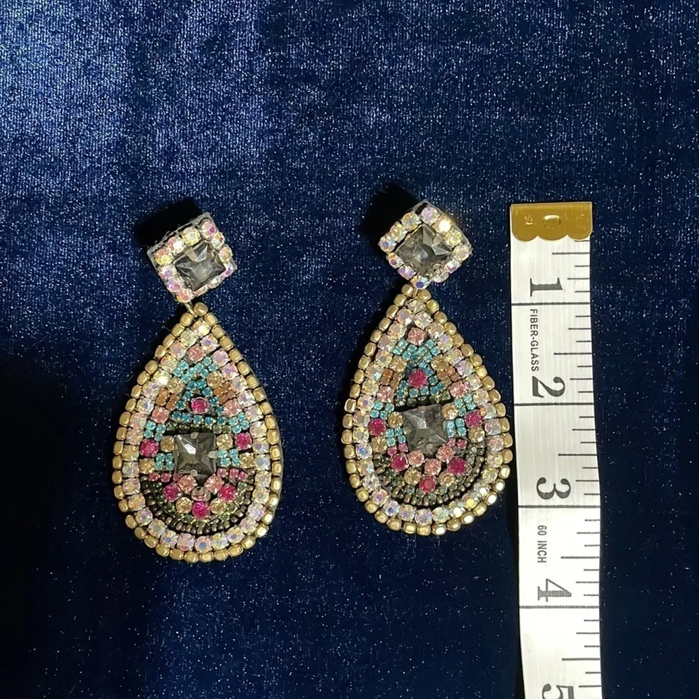 Natasha Earrings Multi Colored Stone Large Tear Drop Earrings Must See 🆕 🩷🩷